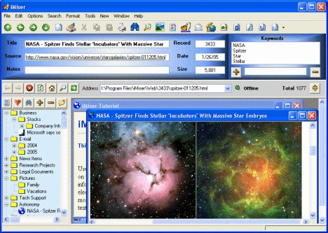 iMiser Research Assistant - Get organized Fast, save Web pages and text